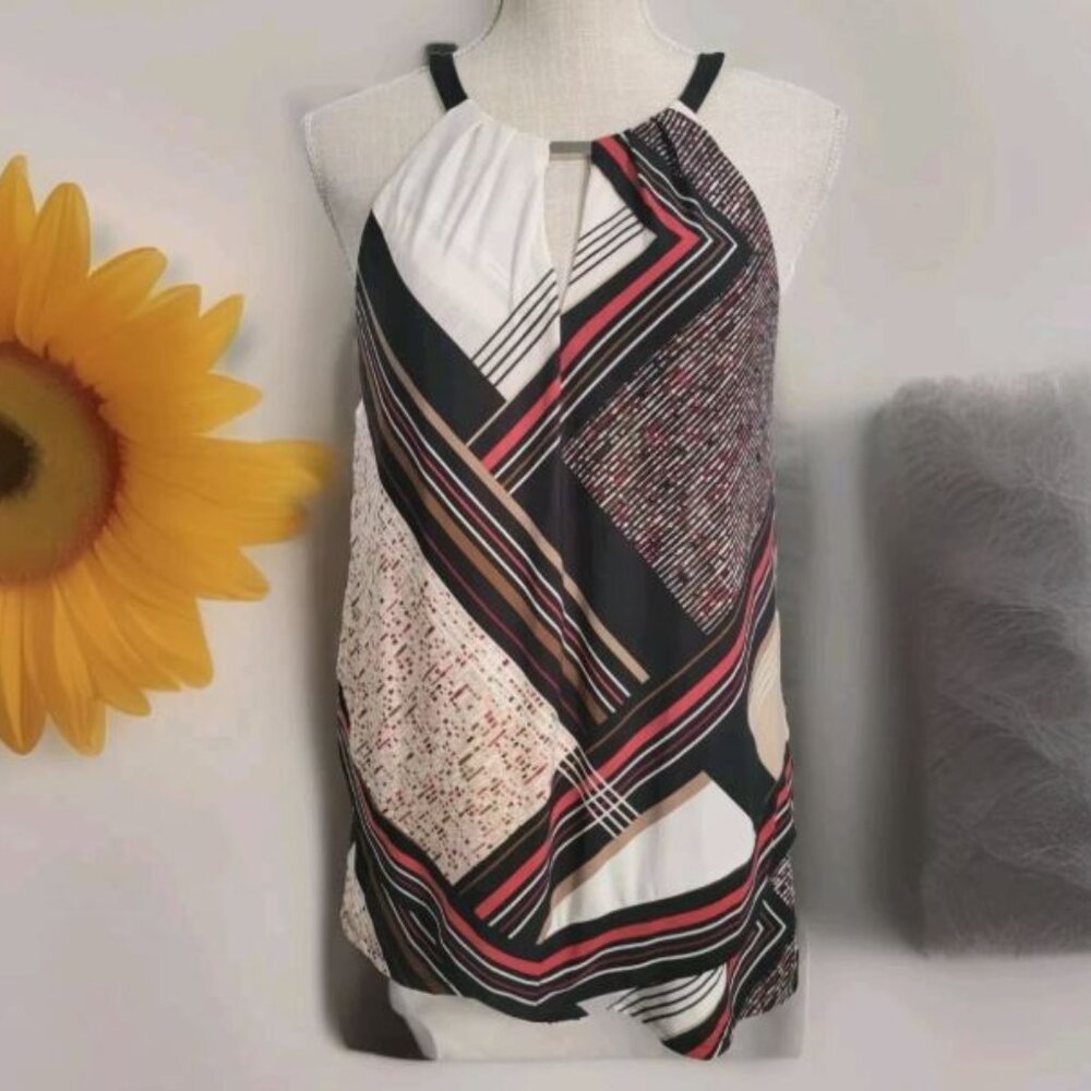 White House Black Market Halter Top - Abstract Design